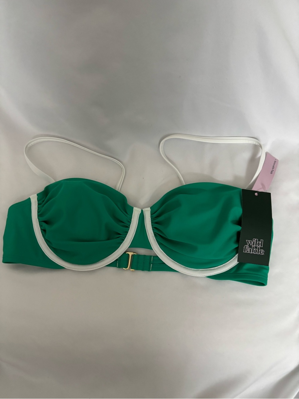 wild fable Emerald Green Underwire Bikini Top with White Trim